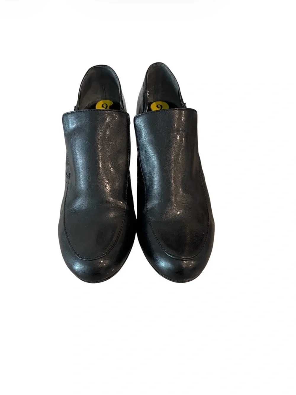 Franco Sarto Women's Black Leather Block Heel Slip-On Shoes